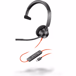POLY Micro-casque Blackwire 3310 monaural USB-C + adaptateur USB-C/A, Avec fil, Business/Everyday, 103 g, Casque, Noir