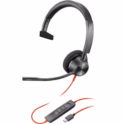 POLY Micro-casque Blackwire 3310 monaural USB-C certifié Microsoft Teams + adaptateur USB-C/A, Avec fil, Business/Everyday, 1 ...