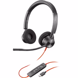 POLY Micro-casque Blackwire 3320 stéréo USB-C + adaptateur USB-C/A, Avec fil, Bureau/Centre d'appels, 131 g, Casque, Noir