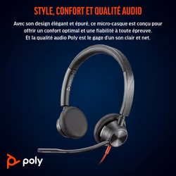 POLY Micro-casque Blackwire 3325 stéréo USB-C certifié Microsoft Teams + connexion 3,5 mm + adaptateur USB-C/A - Vue supplémentaire 4