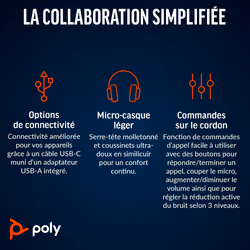 POLY Micro-casque Blackwire 8225 stéréo USB-C + adaptateur USB-C/A - Vue supplémentaire 6
