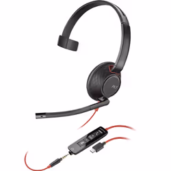 POLY Micro-casque monaural USB-C Blackwire 5210 + prise 3,5 mm + adaptateur USB-C/A, Avec fil, Bureau/Centre d'appels, 165,2  ...