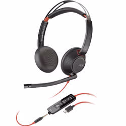 POLY Micro-casque Blackwire 5220 stéréo USB-C + connexion 3,5 mm + adaptateur USB-C/A, Avec fil, Business/Everyday, 162,5 g, ...