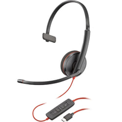 POLY Micro-casque monaural USB-C noir Blackwire 3210 + adaptateur USB-C/A (lot)