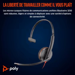 POLY Micro-casque monaural USB-C noir Blackwire 3210 + adaptateur USB-C/A (lot) - Vue supplémentaire 4