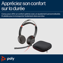 POLY Micro-casque Blackwire 5220 stéréo USB-C + connexion 3,5 mm + adaptateur USB-C/A
