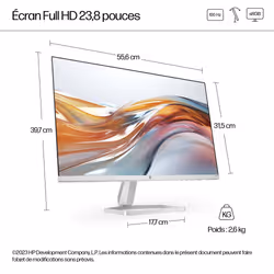 HP Series 5 23.8 inch FHD White Monitor - 524sw - Vue supplémentaire 9
