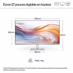 HP Écran Full HD réglable en hauteur 27 pouces Série 5 - 527sh - Vue supplémentaire 12