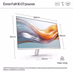 HP Series 5 27 inch FHD White Monitor - 527sw - Vue supplémentaire 11