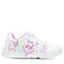 Baskets basses running blanches imprimées graffitis avec des lacets plats
