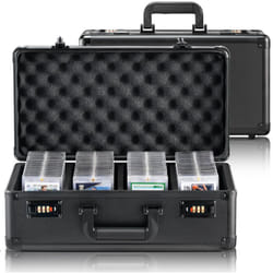 Vevor - Boite de rangement pour cartes gradees, 4 emplacements, etui de transport pour cartes de sport gradees, separateurs en mousse, verrou a code,