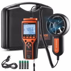Anemometre - VEVOR - Anémomètre Portable Numérique Mesure de Vitesse du Vent CFM -10℃ à 60℃ LED
