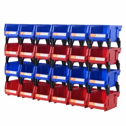 Bac a Bec - VEVOR - Bac de Rangement Empilable Suspendu Plastique de Garage 24PCS 137 x 105 x 78 mmPlastique PPBleu-Rouge