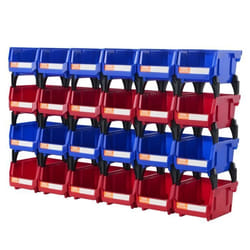 Bac a Bec - VEVOR - Bac de Rangement Empilable Suspendu Plastique de Garage 24PCS 137 x 105 x 78 mmPlastique PPBleu-Rouge
