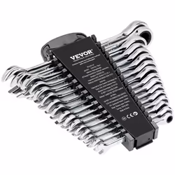 Jeu de Clés Mixtes 16 PCs-VEVOR-Clés à Cliquet Métrique 8-24 mm Ensemble de Clés en Acier Cr-V- avec Support de Rangement