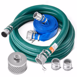 Kit de Tuyau Daspiration pour Pompe à Eau-VEVOR-508 mm x 1524 m-Tuyau Daspiration Vert de 61 m Crépine à Trou Rond en Acier