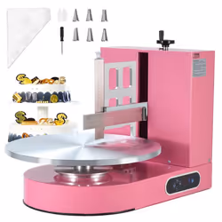 Machine à Glacer les Gâteaux 4-16 pouces-VEVOR-Machine à Lisser Crème à Faible Bruit Plateau Tournant avec Grattoir-Rose