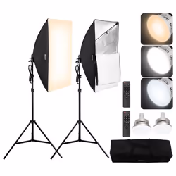 Kit dÉclairage Softbox Professionnel-VEVOR-Lot de 2-50x70 cm-Ampoule LED 45 W-pour Studio Photographie Diffusion Direct