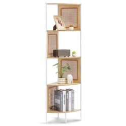 Bibliothèque en Rotin-VEVOR-Étagère dangle Murale à 5 Niveaux avec Cadre en Métal-pour Cuisine Maison-Naturel