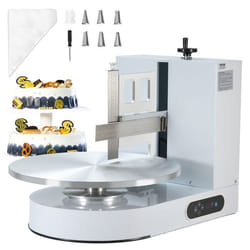 Machine à Glacer les Gâteaux 4-16 pouces-VEVOR-Machine à Lisser Crème à Faible Bruit Plateau Tournant avec Grattoir Réglable-Blanc
