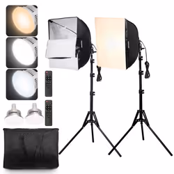 Kit dÉclairage Softbox Professionnel-VEVOR-400x400 mm-Ampoule LED 45 W-pour Studio Photographie Diffusion Direct