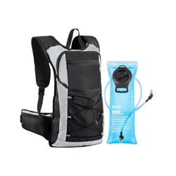 Sac à Dos dhydratation-VEVOR-15 L-avec Poche à Eau en TPU 3 L-pour Randonnée Course à pied Cyclism Camping-Noir gris argenté