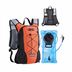 Sac à Dos dhydratation-VEVOR-8 L-avec Poche à Eau en TPU 2 L-pour Randonnée Course à pied Cyclism Camping-Noir et Orange