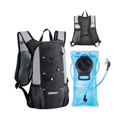 Sac à Dos dhydratation-VEVOR-8 L-avec Poche à Eau en TPU 2 L-pour Randonnée Course à pied Cyclisme-Noir et Gris Argenté