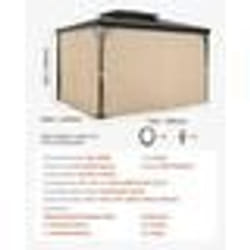 Rideau dintimité pour Tonnelle Imperméable Extérieur-VEVOR-Rideaux pour Pergola-281 x 341 x 214 cm-4 Panneaux-Kaki