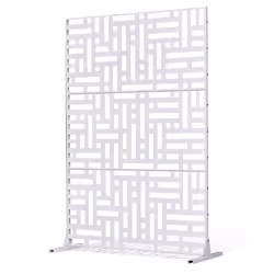 Brise-vue en Métal-VEVOR-120x193 cm-avec Support-Confidentialité Décoratif-pour Patio Balcon Salle Intérieure Jardin-Blanc