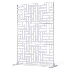 Brise-vue en Métal-VEVOR-120x193 cm-avec Support-Confidentialité Décoratif-pour Patio Balcon Salle Intérieure Jardin-Blanc