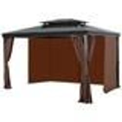 Rideau dintimité pour Tonnelle Imperméable Extérieur-VEVOR-Rideaux pour Pergola-284 x 284 x 211 cm-4 Panneaux-Café