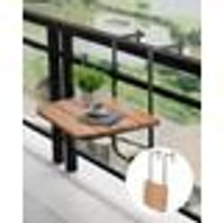 Table Suspendue Balcon-VEVOR-595 x 620 x 800 mm-Table de Bar Pliante pour Balustrades de Balcon dExtérieur-Réglable sur 5 Niveaux