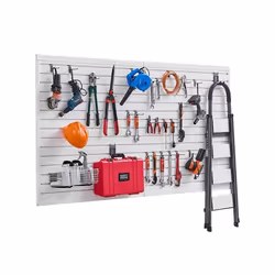 Mur à Lamelles-VEVOR-Panneaux Muraux à Lattes Rangement Outils-avec Accessoires-pour Garage Blanc 1225 x 2450 mm