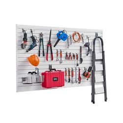 Mur à Lamelles-VEVOR-Panneaux Muraux à Lattes Rangement Outils-avec Accessoires-pour Garage Blanc 1225 x 2450 mm