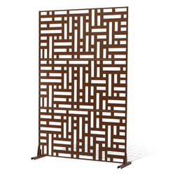 Brise-vue en Métal-VEVOR-91x183 cm-avec Support-Confidentialité Décoratif-pour Patio Balcon Salle Intérieure Jardin-Marron