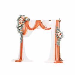 Arche de Mariage-VEVOR-avec 2 Bouquets de Fleurs 3 Rideaux Translucides-Orange Blanc