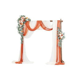 Arche de Mariage-VEVOR-avec 2 Bouquets de Fleurs 3 Rideaux Translucides-Orange Blanc