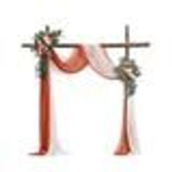 Arche de Mariage-VEVOR-avec 2 Bouquets de Fleurs 2 Rideaux Translucides-Orange Blanc