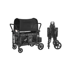 Chariot de Transport Enfant-VEVOR-Charge 150 kg-avec Poignée Réglable-Poussette 4 Places pour Camping-Gris Foncé et Noir
