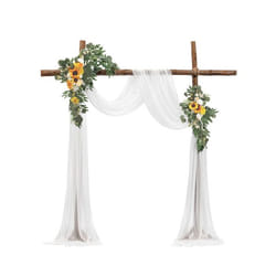 Arche de Mariage-VEVOR-avec 2 Bouquets de Fleurs 1 Rideau Translucide-Jaune Blanc