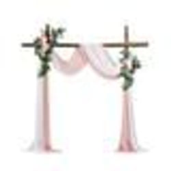 Arche de Mariage-VEVOR-avec 2 Bouquets de Fleurs 2 Rideaux Translucides-Rose Blanc