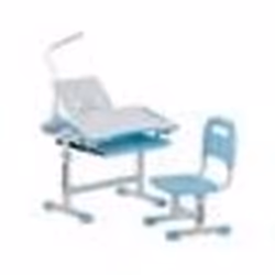 Ensemble Chaise et Bureau pour Enfants-VEVOR-avec Lampe de Table-Hauteur Réglable et Inclinés de 0 à 40°-Bleu