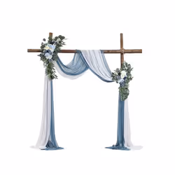 Arche de Mariage-VEVOR-avec 2 Bouquets de Fleurs 2 Rideaux Translucides-Bleu Blanc