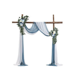 Arche de Mariage-VEVOR-avec 2 Bouquets de Fleurs 2 Rideaux Translucides-Bleu Blanc
