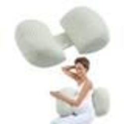 Coussin de Grossesse-VEVOR-Forme W-Coussin dAllaitement Doux Respirant-avec Housse Amovible Lavable