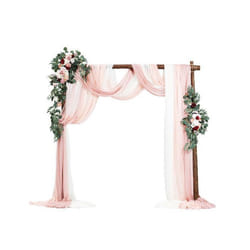 Accessoires pour Arche de Mariage-VEVOR-avec 2 Bouquets de Fleurs 3 Rideaux Translucides-Rose Blanc