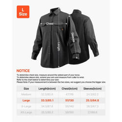 Veste de Soudage-VEVOR-Taille L-Manteau de Protection pour Soudeur en Coton Ignifuge-avec Col Poignets Réglables et 2 Poches