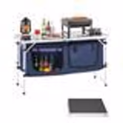 Cuisine de Camping-VEVOR-3 Hauteurs Réglables-Table de Cuisson Extérieur Pliante-avec Organisateur de Rangement-Bleu