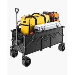 Chariot de Jardin Pliable-VEVOR-300 L-Chariot de Transport Utilitaire Robuste-Charge 204 kg avec Roues Tout-terrain-Noir